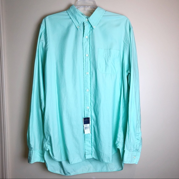 ralph lauren button down teal shirt